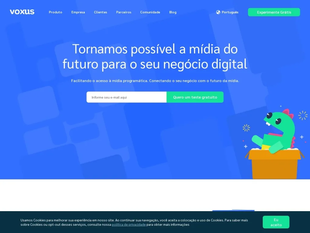 Página inicial do site de Voxus