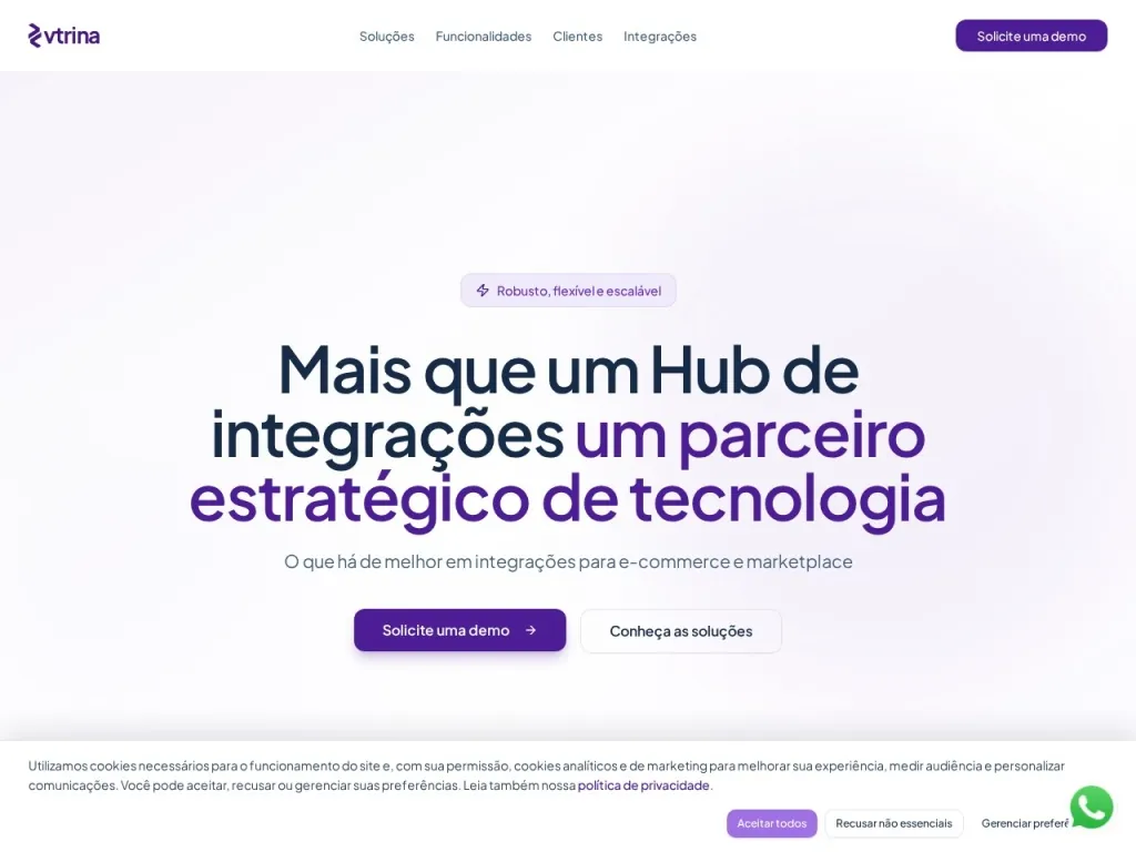 Página inicial do site de Vtrina