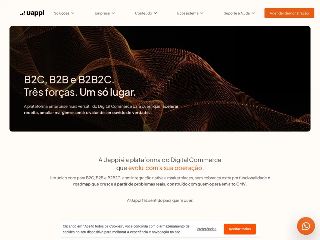 Página inicial do site de wap.store