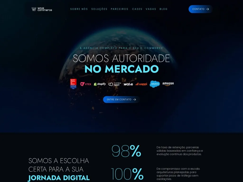 Página inicial do site de Wavecommerce Consultoria
