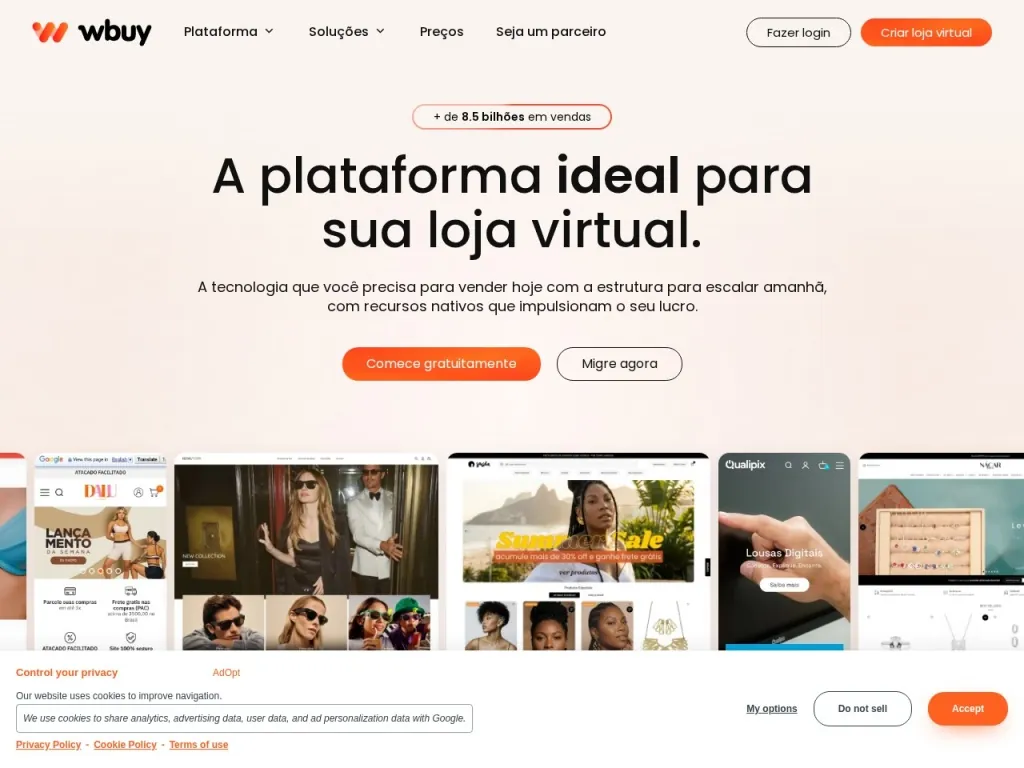 Página inicial do site de WBUY