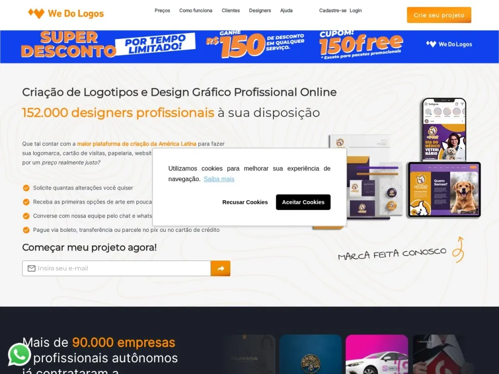 Página inicial do site de We Do Logos