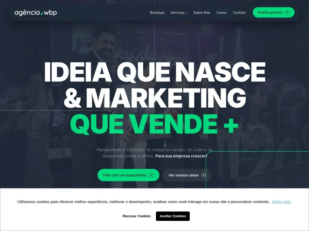 Página inicial do site de Webfoco