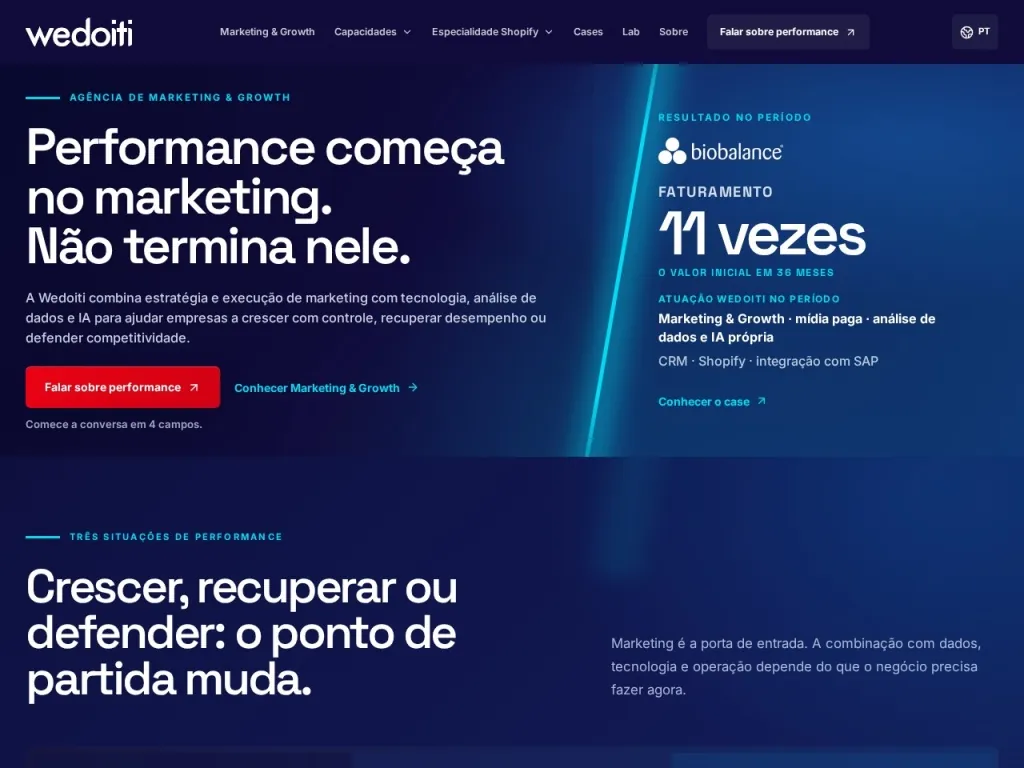 Página inicial do site de Wedoiti Digital