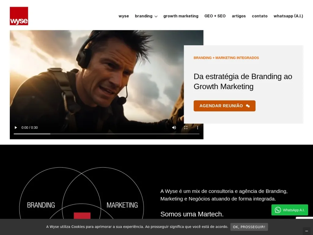 Página inicial do site de Wyse Group