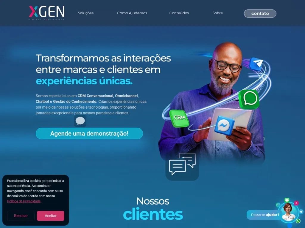Página inicial do site de XGEN