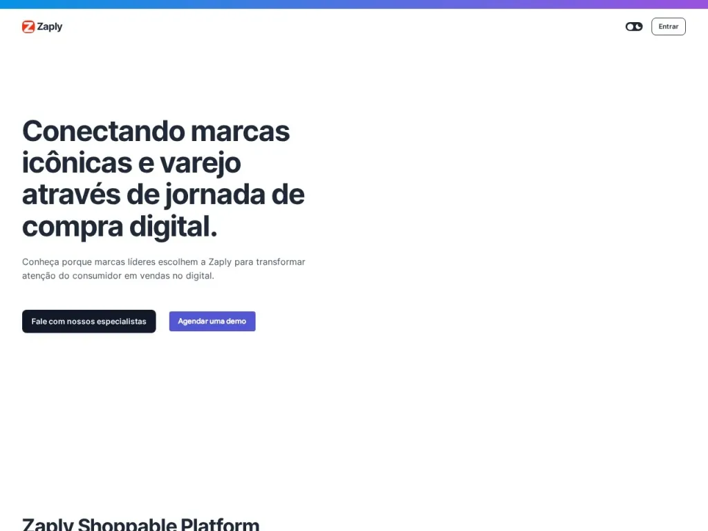 Página inicial do site de Zaply